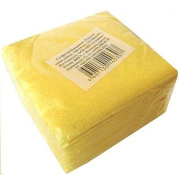 Салфетки бумажные набор 100шт 24*24см РАДУГА желтые (24)