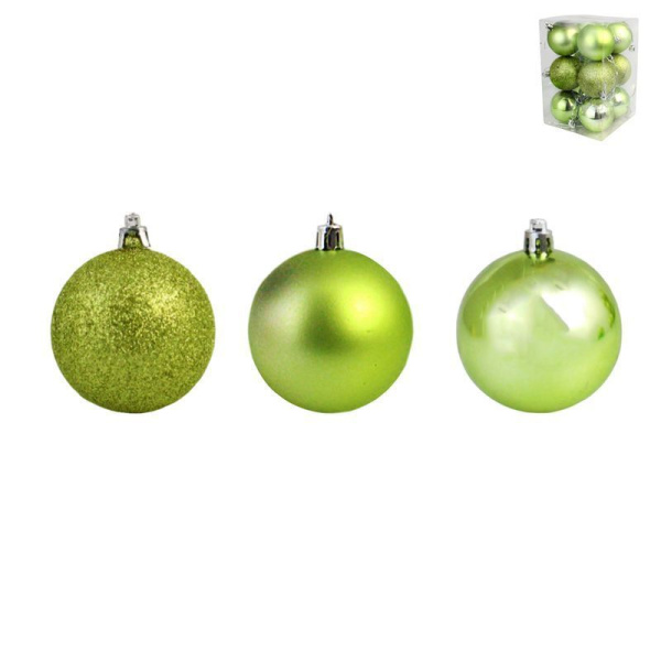 Игрушки новогодние на елку ШАРЫ набор 12шт 6см фисташковый B-6797/JC-14655 (50)