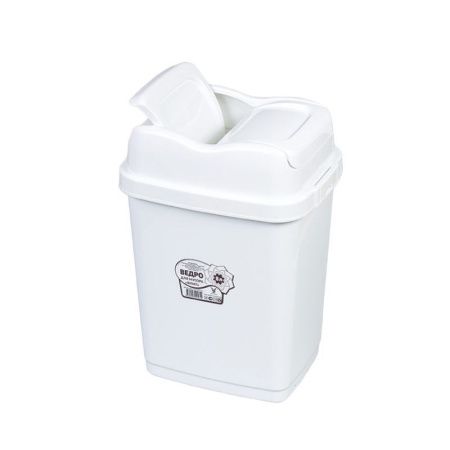 Контейнер для мусора 8л 33,5*24*19,5см пластик ФЛИП белый с подвижной крышкой (20)