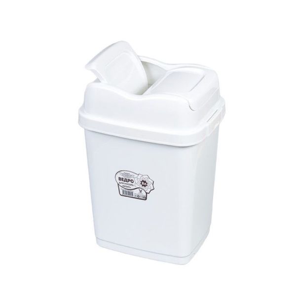 Контейнер для мусора 8л 33,5*24*19,5см пластик ФЛИП белый с подвижной крышкой (20)