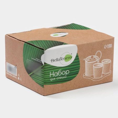 Набор для специй 3пр (солонка, перечница, салфетница) фарфор на дерев. подставке Bella Tenero (24)