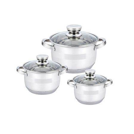 Набор кастрюль 3пр к. 5,1/6,5/8,2л нерж.сталь стекл.крышки (4)