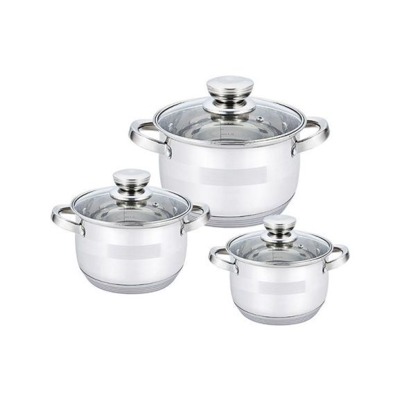 Набор кастрюль 3пр к. 5,1/6,5/8,2л нерж.сталь стекл.крышки (4)