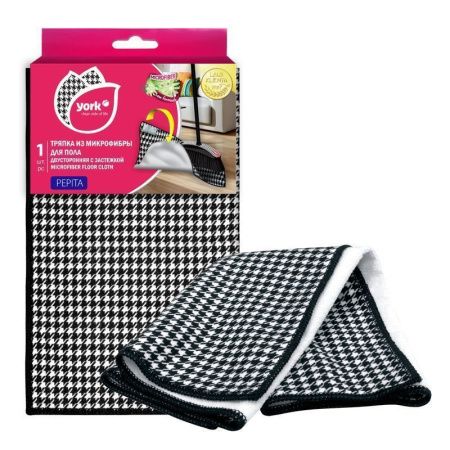 Салфетка для пола микрофибра 50*60см двухсторонняя с застёжкой Пепита YORK (20)