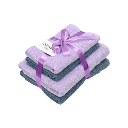 Набор полотенец махровых 4пр 50*80см*2/70*130см*2 Памир серый/сиреневый 380гр м7701_21