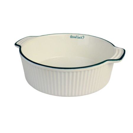 Форма для запекания фарфор 20,3*17,8*6см Good Luck круглая с ручками белый KP006-8,5/JC-14547 (36)