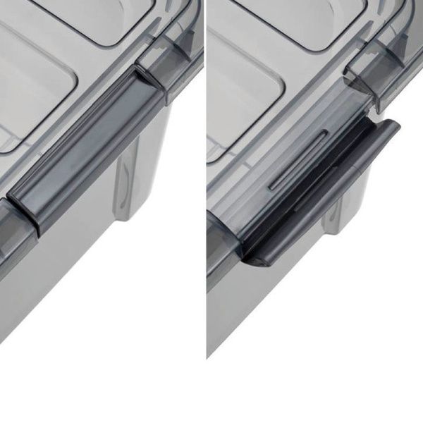 Ящик для хранения 5,7л 200*300*150мм пластик КИП с замками черный прозрачный (5)