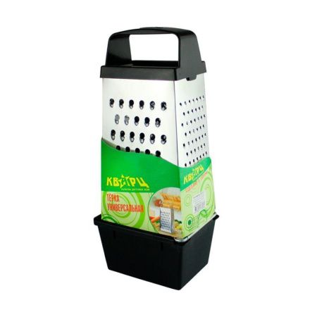 Терка 4 гранная 11*8,5*27см белая жесть с контейнером 450мл 30см в сервисной упаковке К01.002.04 (25)