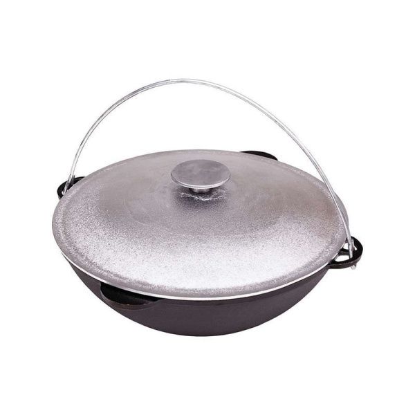 Казан 8л чугун с алюминиевой крышкой 36см h20см татарский Туризм (1)