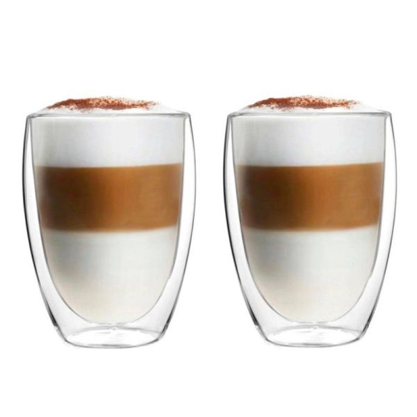 Стаканы с двойными стенками набор 2шт 300мл стекло (24)
