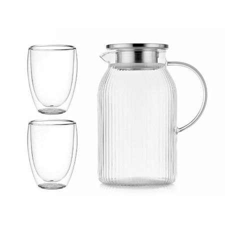 Набор питьевой 3пр (кувшин 1800мл с мет.крышкой, стаканы 2шт. 350мл) стекло (6)