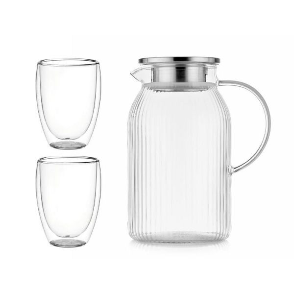 Набор питьевой 3пр (кувшин 1800мл с мет.крышкой, стаканы 2шт. 350мл) стекло (6)