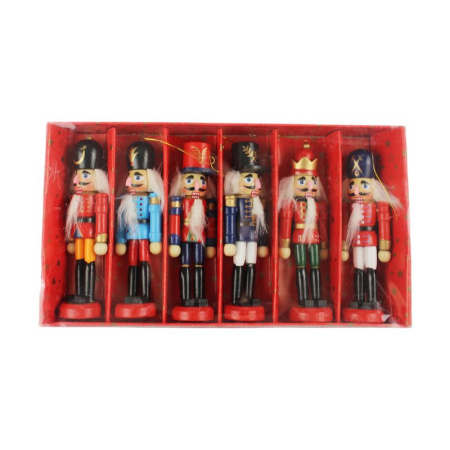 Игрушки новогодние на елку ЩЕЛКУНЧИК набор 6шт 12*3,3см дерево JC-16368 (66)