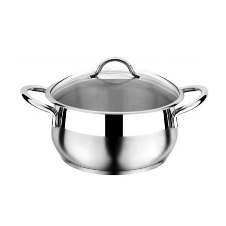 Кастрюля 11л нерж 28*18см Everest стекл.крышка 3ТТСКК1128017 (2)