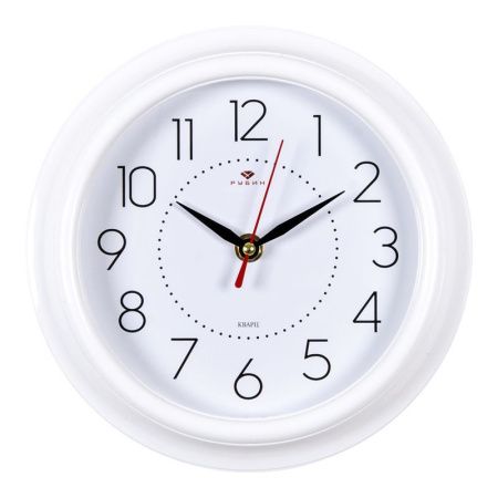 Часы настенные 21см пластик РУБИН Классика белые (10)