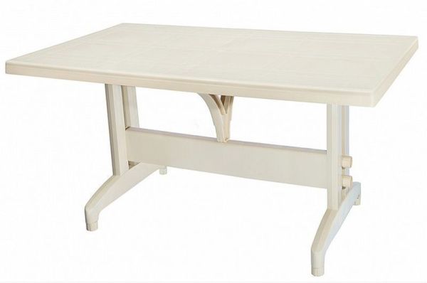 Стол Анталия прямоугольный пластик 140*80*73см бежевый (1)