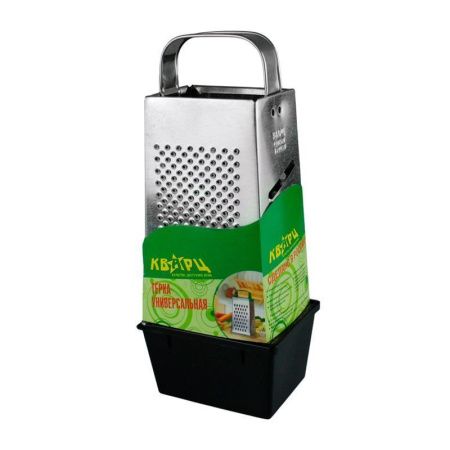 Терка 4 гранная 11*8,5*27см белая жесть с контейнером 450мл в сервисной упаковке К01.002.02 (30)