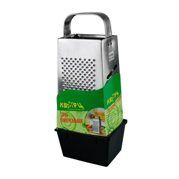 Терка 4 гранная 11*8,5*27см белая жесть с контейнером 450мл в сервисной упаковке К01.002.02 (30)