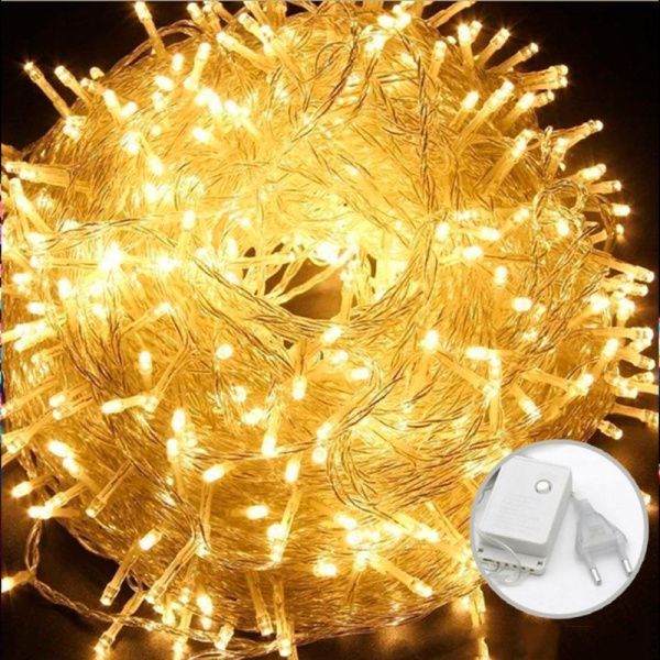 Гирлянда светодиодная Шнур 15м 200LED теплый белый 4 режима GN35 (100)