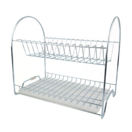 Сушилка для посуды настольная 2 яруса 40*24*35см оцинкованная Люкс с поддоном  (тнп-5.9) (2)