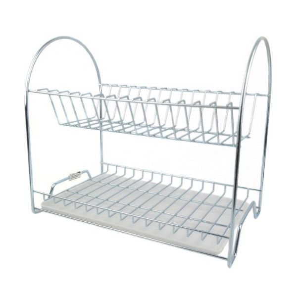 Сушилка для посуды настольная 2 яруса 40*24*35см оцинкованная Люкс с поддоном  (тнп-5.9) (2)
