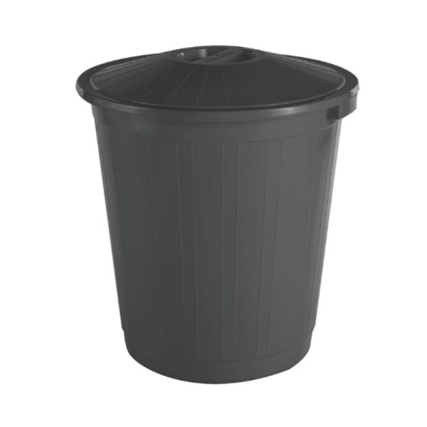 Бак 50л 46*47*46см пластик с крышкой антрацит (5)