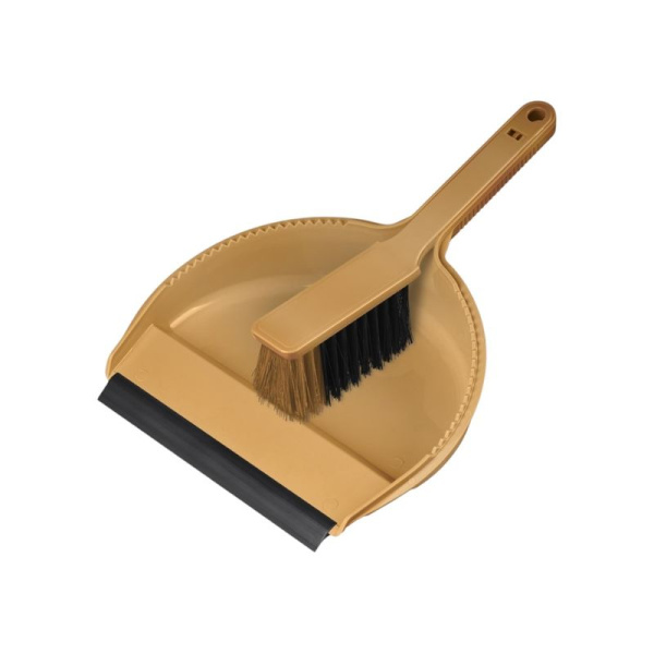 Щетка-сметка пластик/нейлон Gold с совком с кромкой золотой (10) LX1201038-01