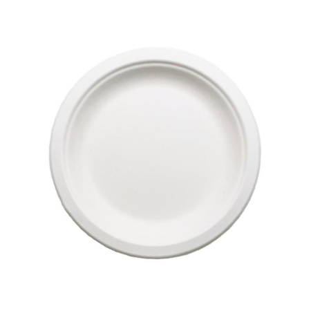 Тарелка БИО 26см Растительное волокно Круглая белая (х50/1000)