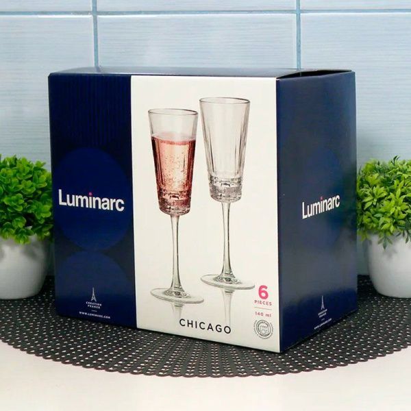 Бокалы для шампанского набор 6шт 140мл стекло ЧИКАГО (2)