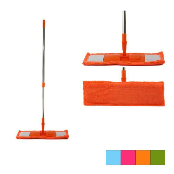 Швабра с плоской насадкой 40см микрофибра телескопическая ручка хром 120см JC-100 (60)