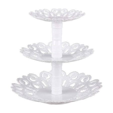 Этажерка сервировочная 3 яруса 265*245мм пластик МЕЛОДИЯ белая (15)