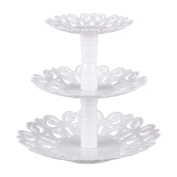 Этажерка сервировочная 3 яруса 265*245мм пластик МЕЛОДИЯ белая (15)