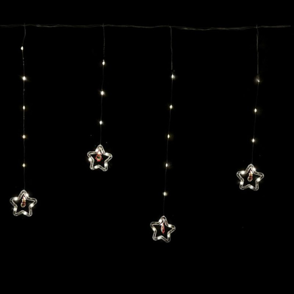 Гирлянда эл. Бахрома Звезды 3*0,85м 110LED теплый белый 8 режимов шнур 1м цв.уп JC-15315 (50)