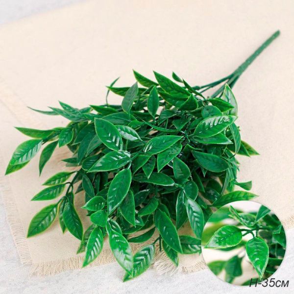 Декор Ветка зелени 35см пластик CW460 (2/200/800)