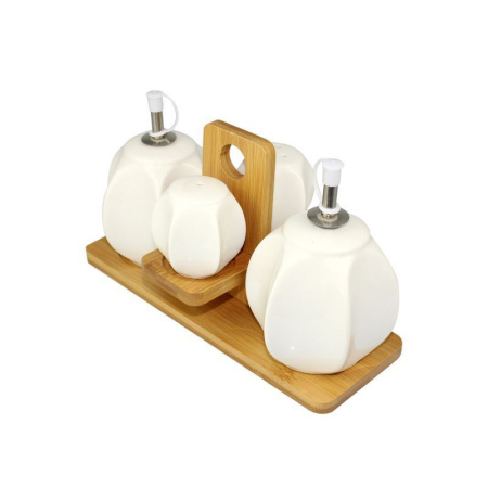 Набор для специй 4пр фарфор на бамбук.подставке 24,5*9*15см подар.уп Ja7438/JC-14172 (20)