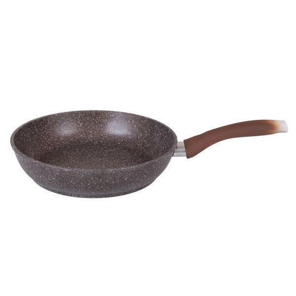 Сковорода 26см h6см алюминий АП без крышки с несъемной ручкой кофейный мрамор (5)