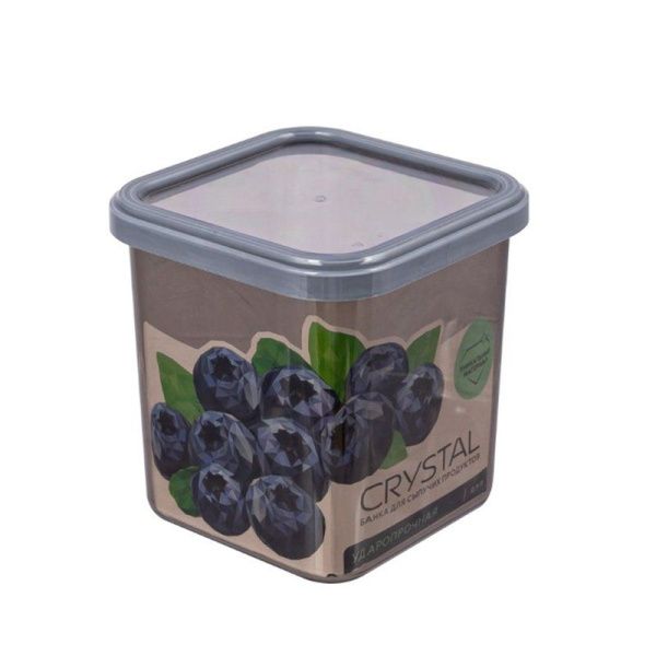 Банка для сыпучих продуктов 900мл 112*112*117мм пластик Crystal квадрат (18)