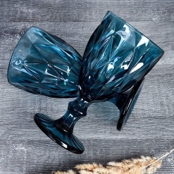 Бокалы для вина набор 6шт 350мл стекло синий KF-034-3 (8)