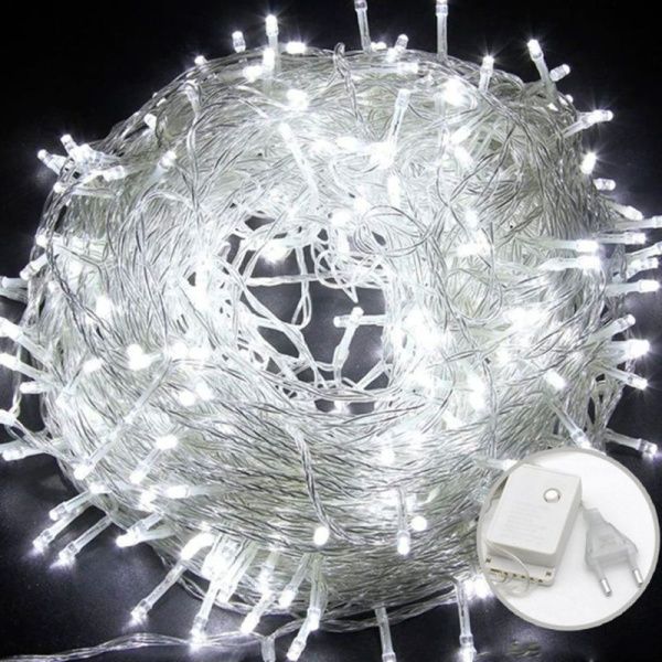 Гирлянда светодиодная Шнур 15м 200LED холодный белый 4 режима GN36 (100)