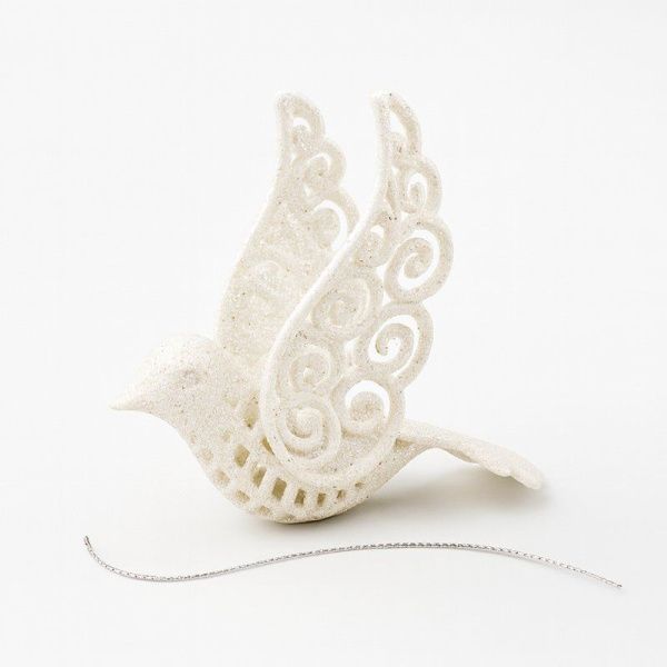 Игрушка новогодняя на елку ГОЛУБЬ 10*12см пластик белый OSHR22-729/JC-16523 (800)