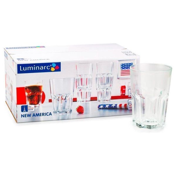 Стаканы набор 6шт 350мл стекло НОВАЯ АМЕРИКА высокие J2889/0 (4)
