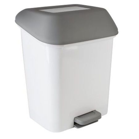 Контейнер для мусора 15л 28*33*41см пластик Step белый с педалью (2)