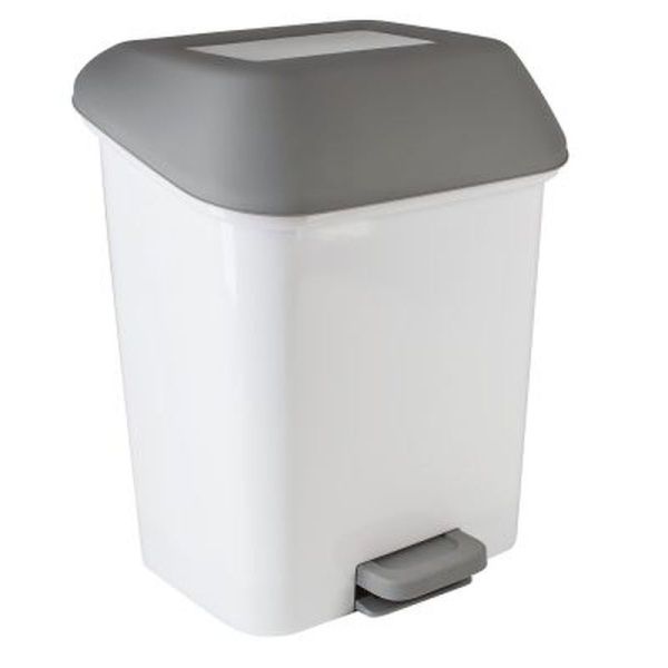 Контейнер для мусора 15л 28*33*41см пластик Step белый с педалью (2)