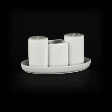 Набор для специй 3пр фарфор ЧАН ВЕЙВ КЛАССИК ИВОРИ овал. (соль, перец, зубочистки) LQ-QSP0009/2 фк0349 (60