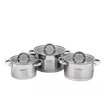 Набор кастрюль 3пр 1,9/2,7/3,6л нерж.сталь стекл.крышки 16/18/20см 5-ти сл.капс.дно (4)