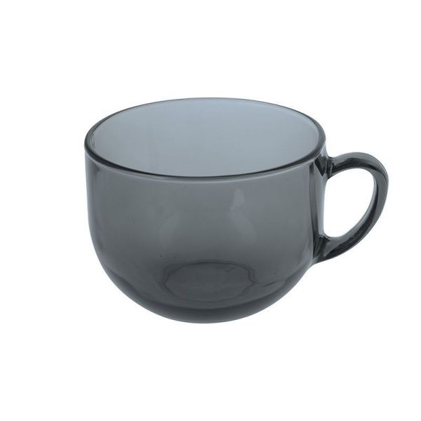 Бульонница 670мл стекло BASILICO LAVA GREY с ручкой (12)