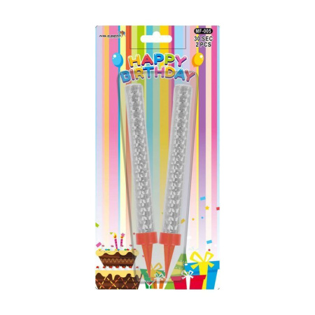 Свечи для торта Фейерверк набор 2шт 10см, горение 30сек. Ice fountain Maxsem MF-005 (45)