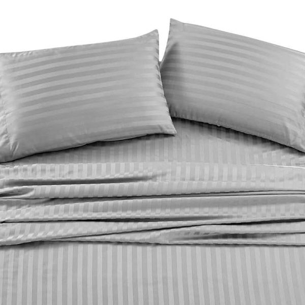 КПБ 1,5сп страйп-сатин (100% полиэстер) № 4 серый