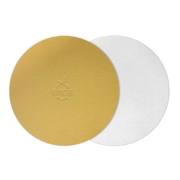Подложка для торта усиленная картон 28см, толщ. 1,5мм золото/жемчуг, в коробке (100)