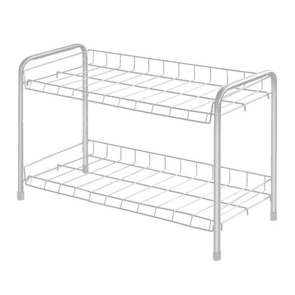 Полка для обуви 2 секции 435*660*300мм металл серая матовая ЭТ3 (1)